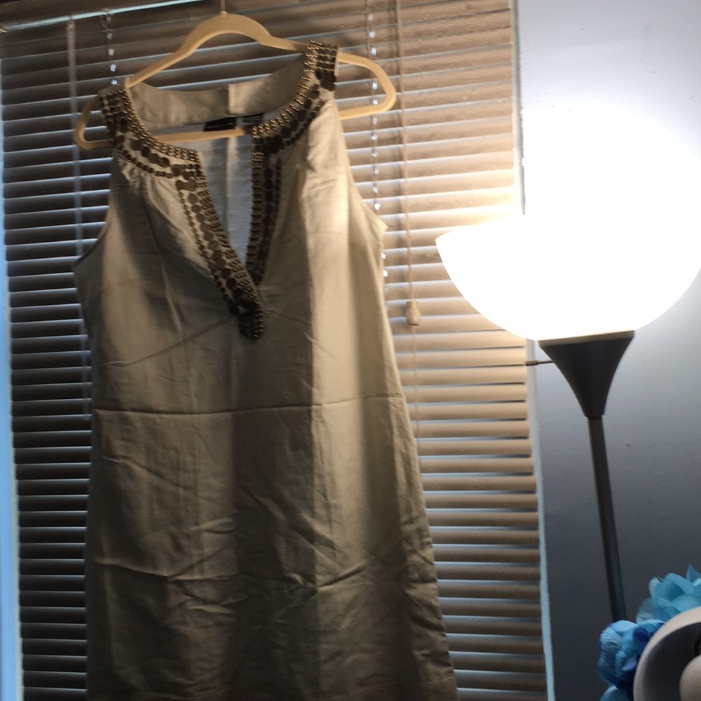 Shift Dress With Beaded Split Collar - image 2